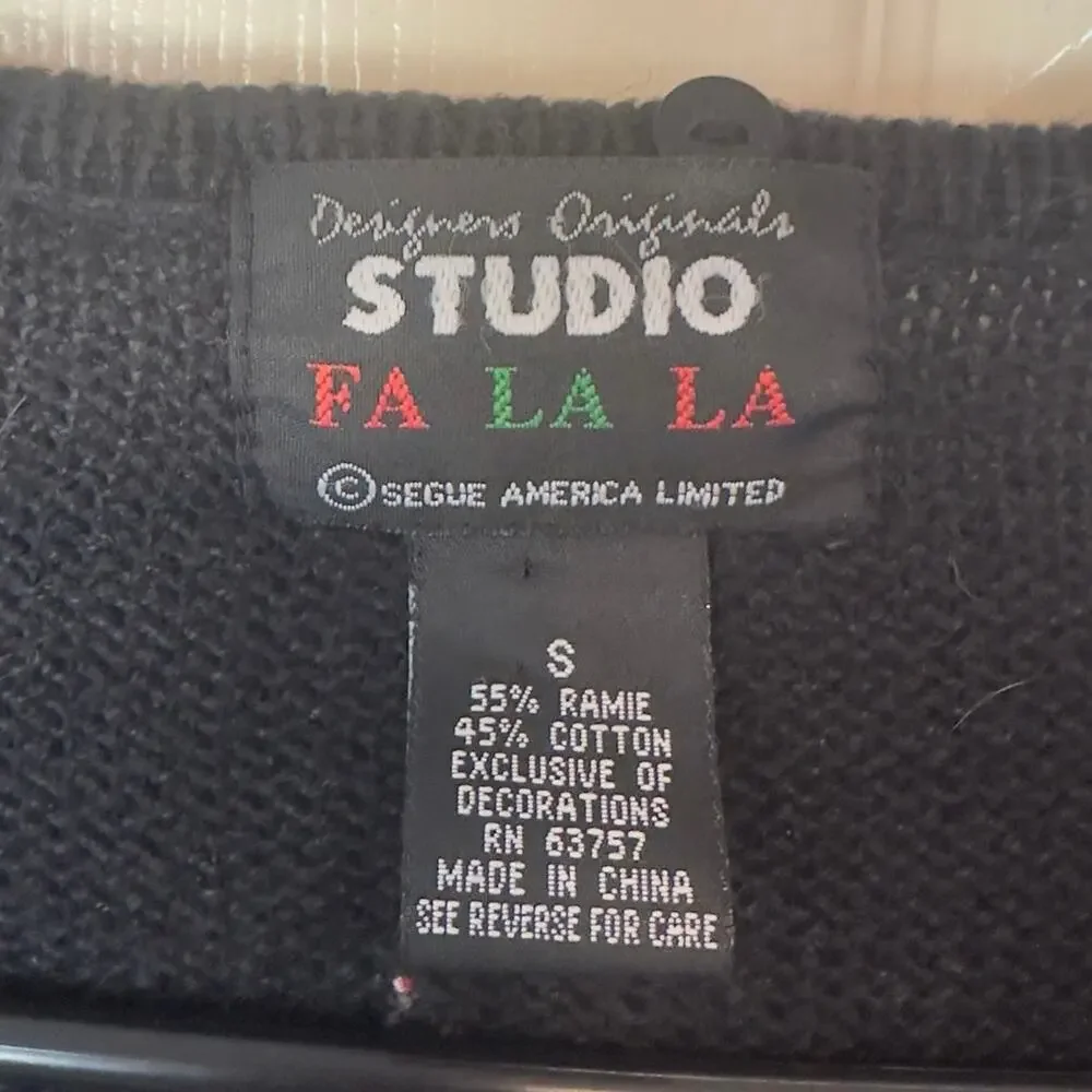 VTG Designers Originals Studio Fa La La Christmas Zip Up Cardigan Sweater Size L - Picture 4 of 13